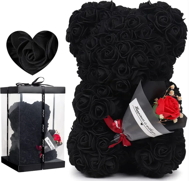 Legacy Love Professional Preserved Fresh Flower Rose Bear & Birthday Suite