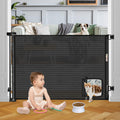 55" Retractable Pet & Baby Gate with Integrated Cat Door