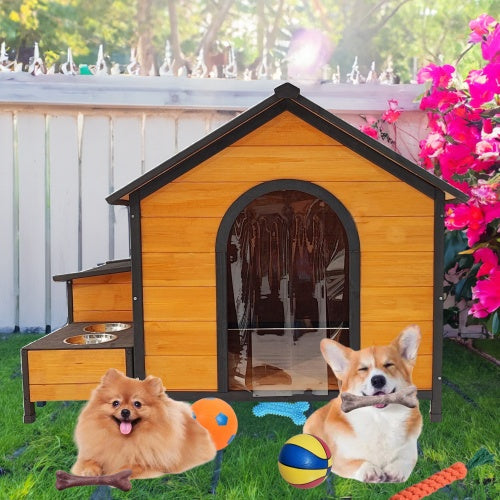 Wearable Strong Playground Solid Wood Elevated Dog House