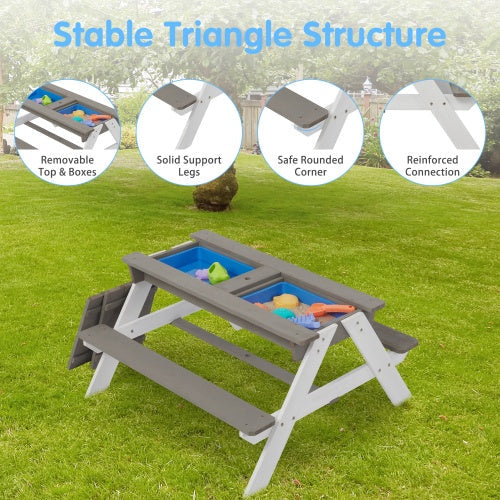 3-in-1 'Discovery' Wooden Picnic Table with Umbrella & Sensory Bins