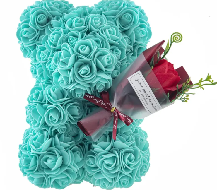 Legacy Love Professional Preserved Fresh Flower Rose Bear & Birthday Suite