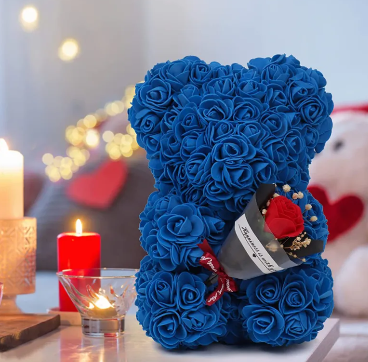 Legacy Love Professional Preserved Fresh Flower Rose Bear & Birthday Suite
