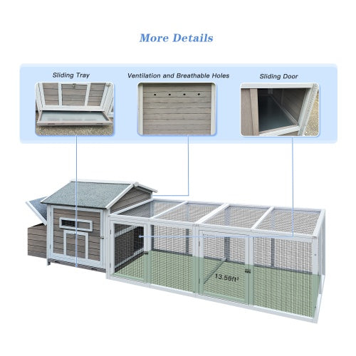 118" Professional Outdoor Wooden Hen Coop & Poultry Cage