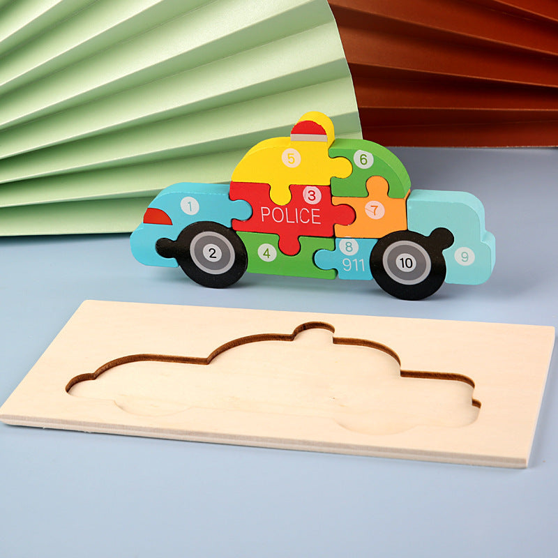 Color Coded Wooden Animal Number Puzzle