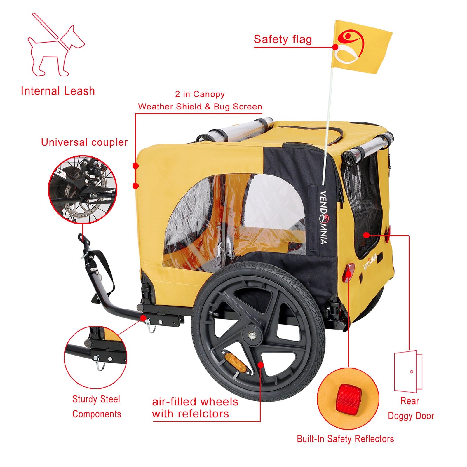 2-in-1 Heavy-Duty Foldable Pet Stroller & Bicycle Trailer