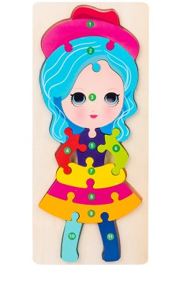 Color Coded Wooden Animal Number Puzzle