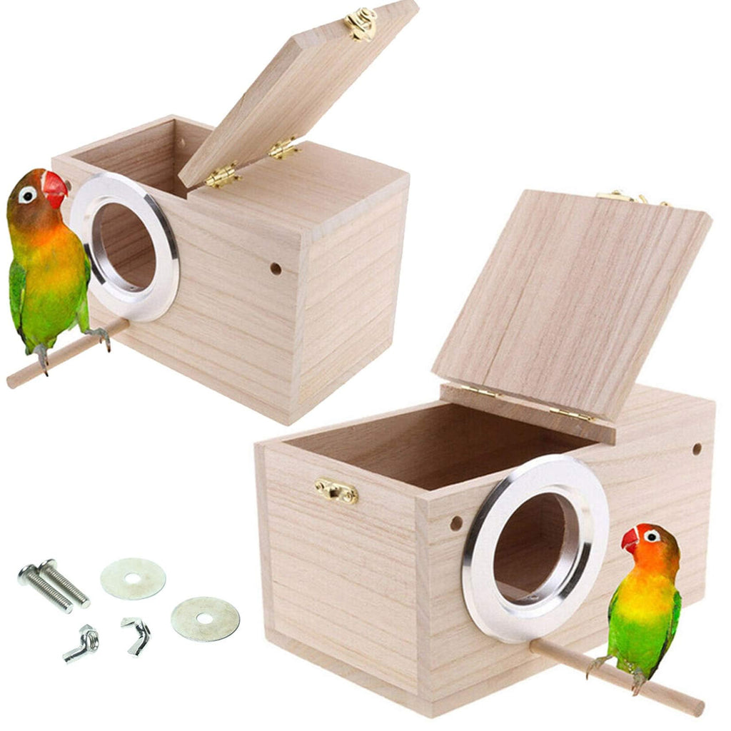 2-Piece Professional Pine Wood Avian Nesting & Breeding Box Set