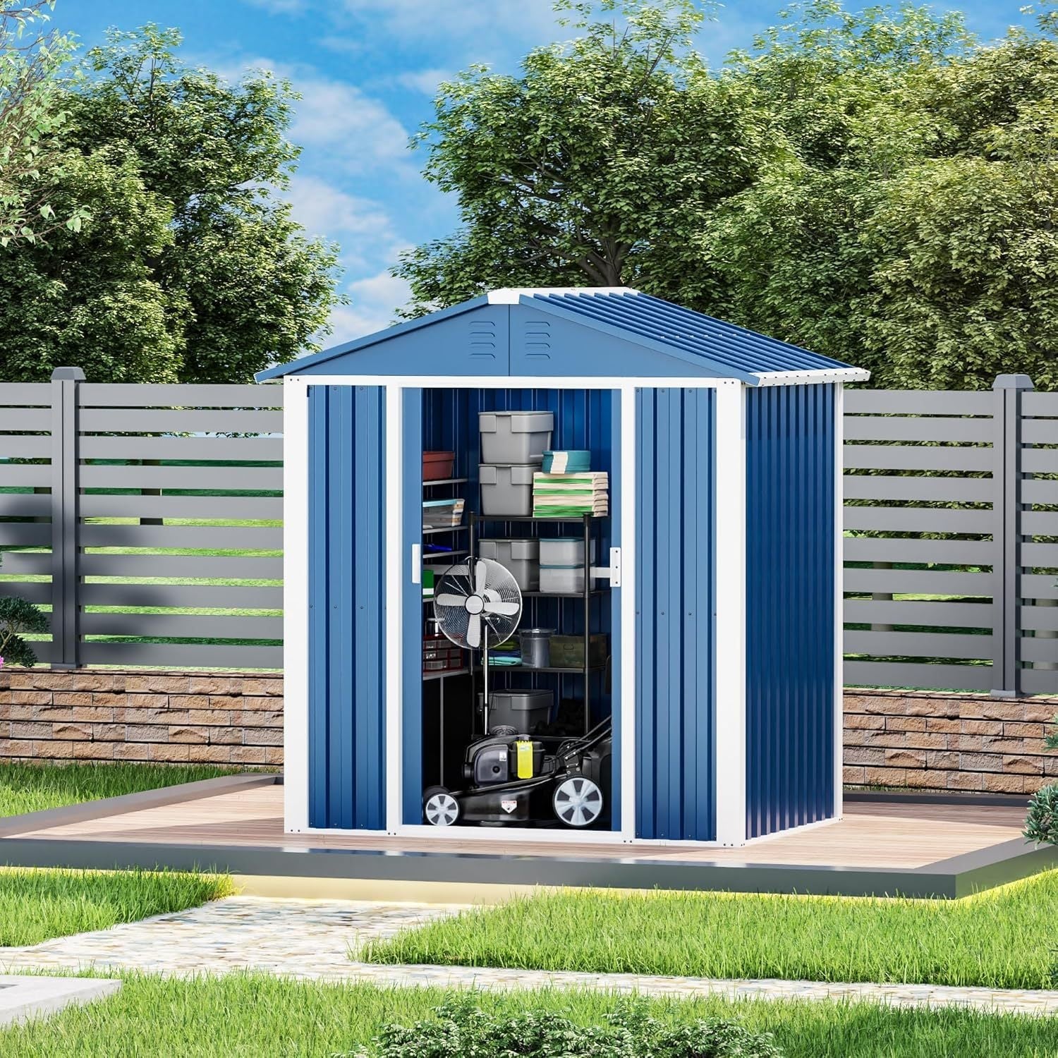 Professional 5.3ft x 4ft Double-Sloping Roof Metal Utility Storage Suite