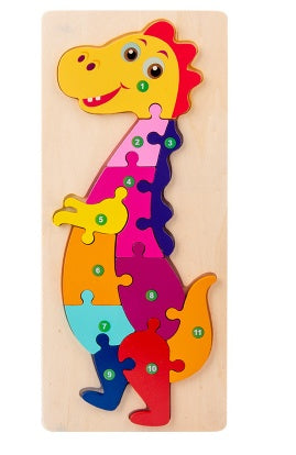 Color Coded Wooden Animal Number Puzzle