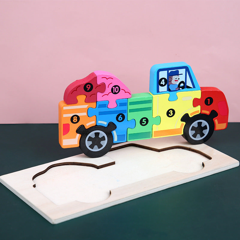 Color Coded Wooden Animal Number Puzzle