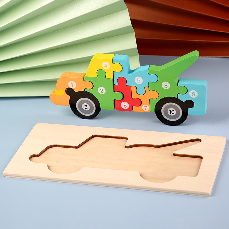Color Coded Wooden Animal Number Puzzle