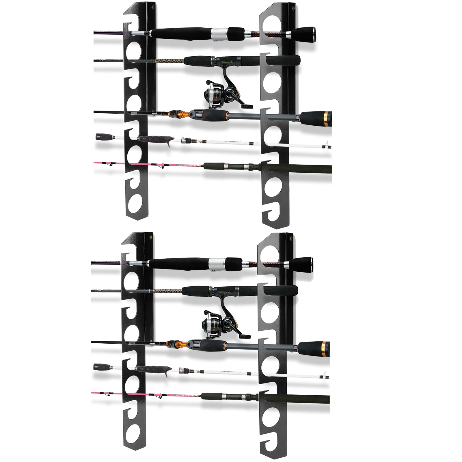 YHAspace 2-Pack Wall & Ceiling Fishing Rod Rack (Holds 16 Rods)