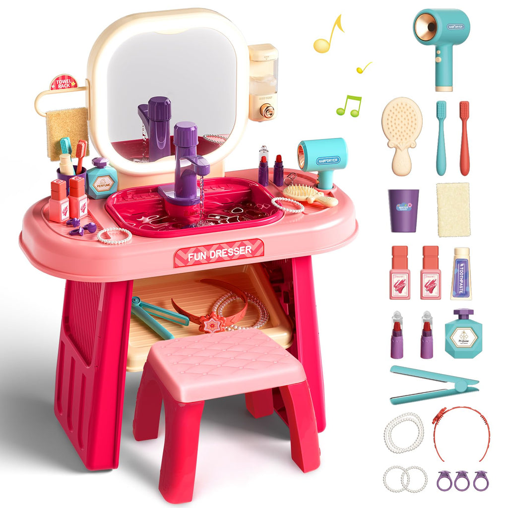 Glamour & Glow Interactive Toddler Vanity & Stool Set