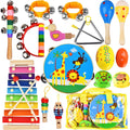 20-Piece Wooden Percussion Musical Instruments Set | The Helpful Hubs