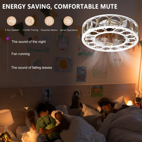Professional Modern Caged Ceiling Fan with 6-Speed Remote & LED Light Suite