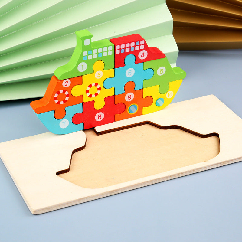 Color Coded Wooden Animal Number Puzzle