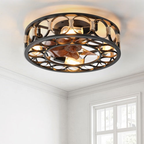 Professional Modern Caged Ceiling Fan with 6-Speed Remote & LED Light Suite