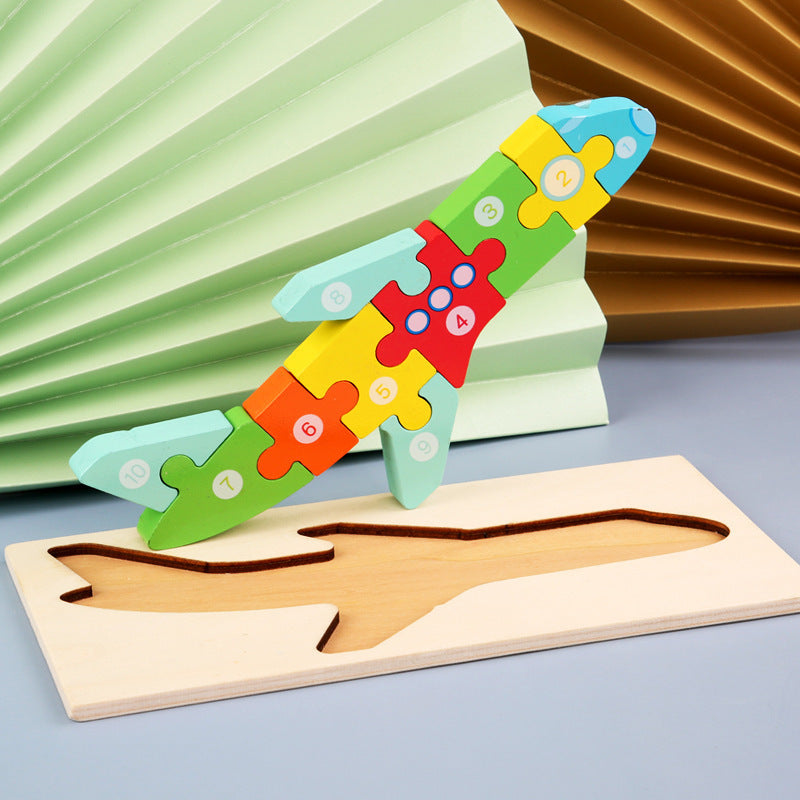 Color Coded Wooden Animal Number Puzzle