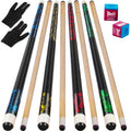 LOTKEY 58" Premium Canadian Maple Billiard Cues Complete Set (4-Pack)