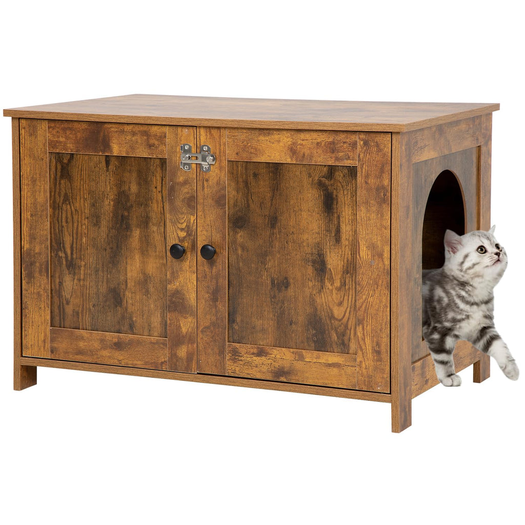 Best Pet Wooden Cat Litter Box Enclosure & Side Table