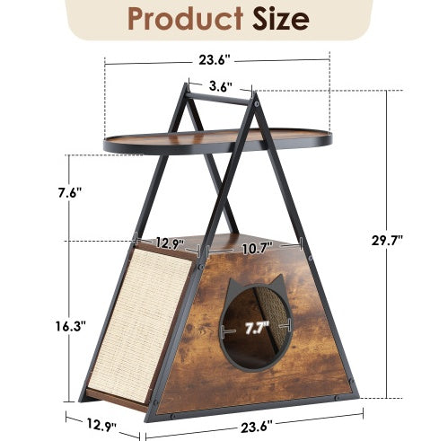 Wood Cat Condo & Vintage End Table Pet Furniture