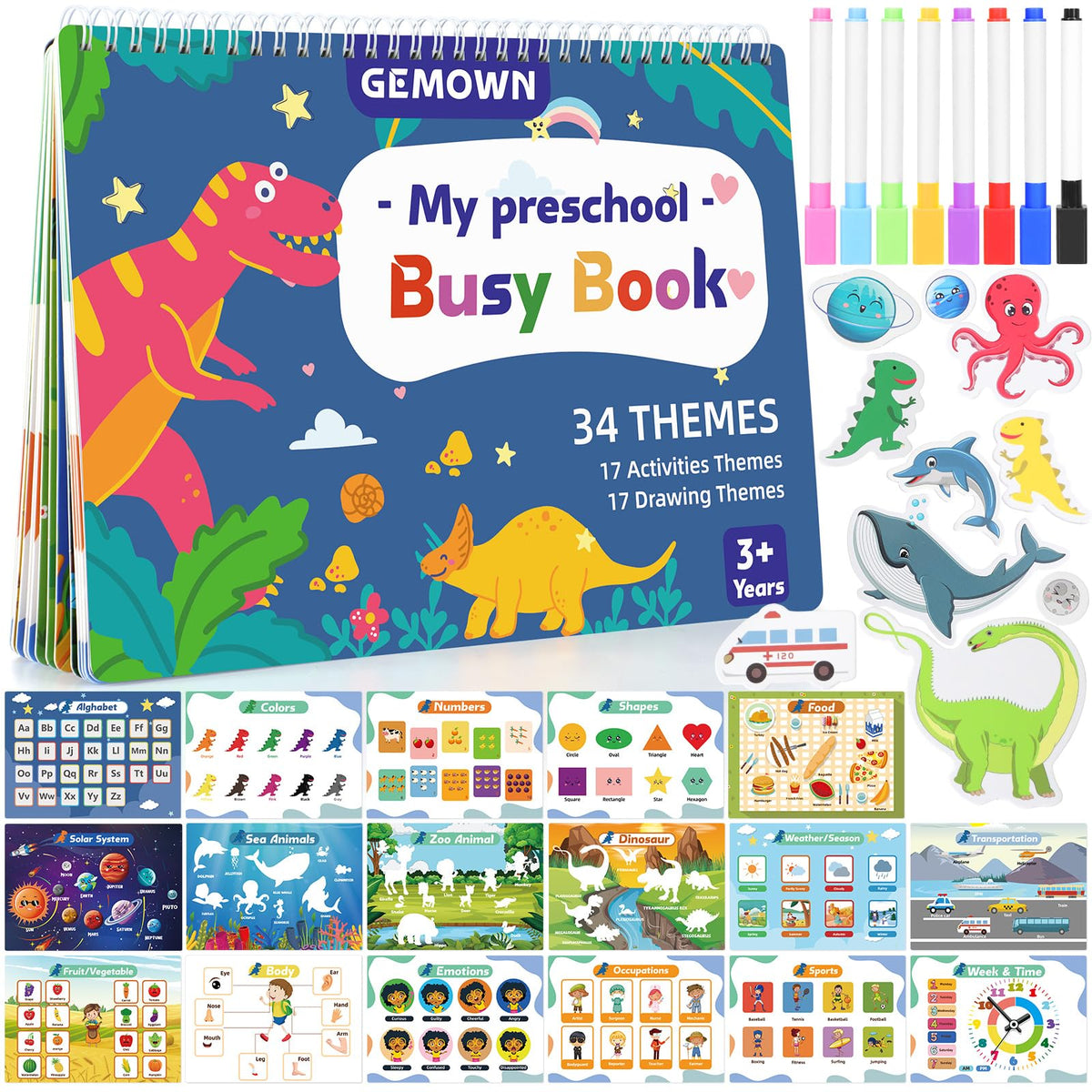 The Helpful Hubs 34-in-1 Montessori Preschool Busy Book & Learning Binder