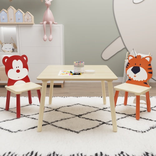 Premium Solid Wood Children's Learning Table & 2 Chair Set