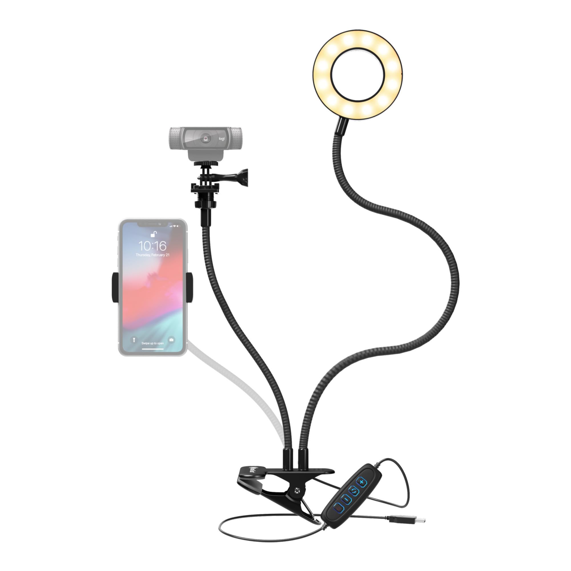 Elite Creator 2-in-1 Gooseneck Desktop Ring Light & Phone Mount