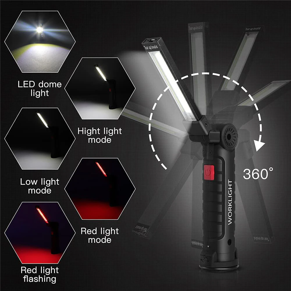 Professional Magnetic 360° Rechargeable LED COB Work Light Suite