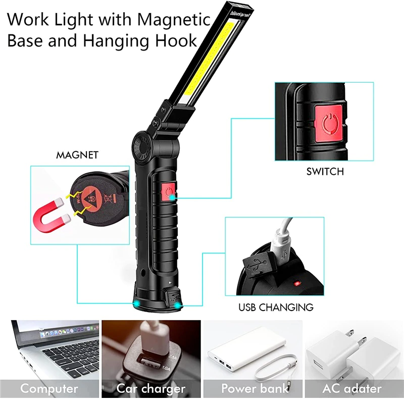 Professional Magnetic 360° Rechargeable LED COB Work Light Suite