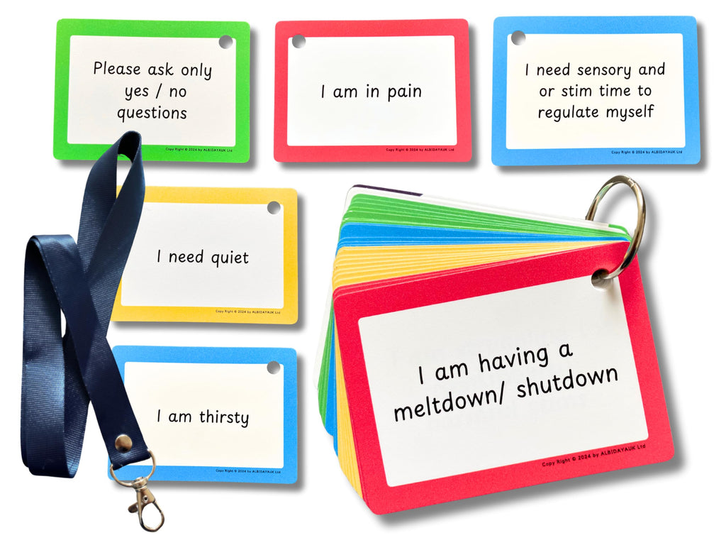 Expressive Communication Flash Cards with Travel Lanyard