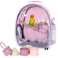 Pink Bird Travel Backpack with Portable Feeder & Perch