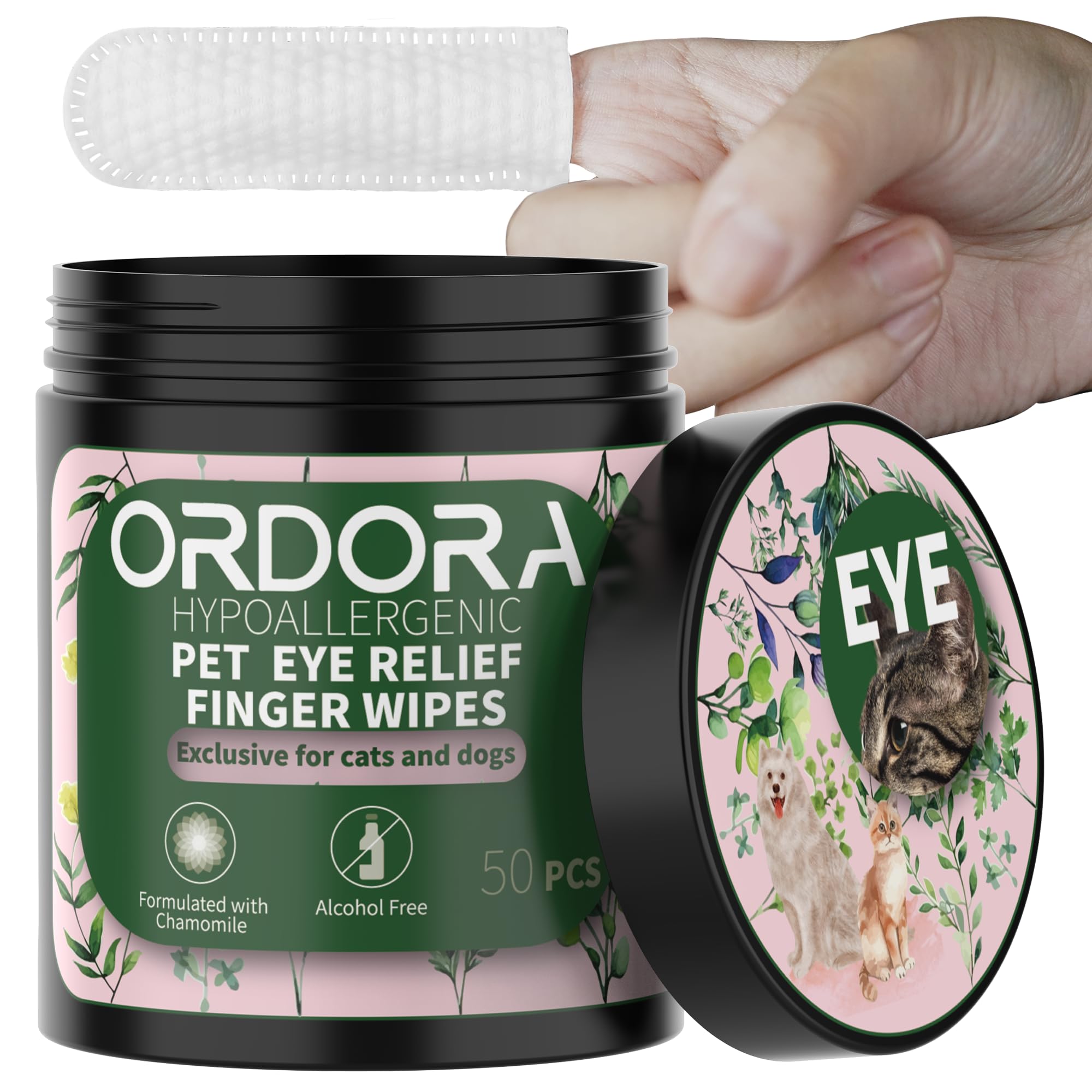 ORDORA Hypoallergenic Pet Eye Relief & Tear Stain Wipes