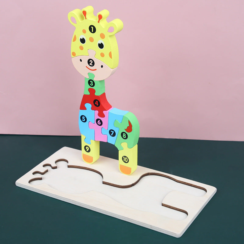 Color Coded Wooden Animal Number Puzzle