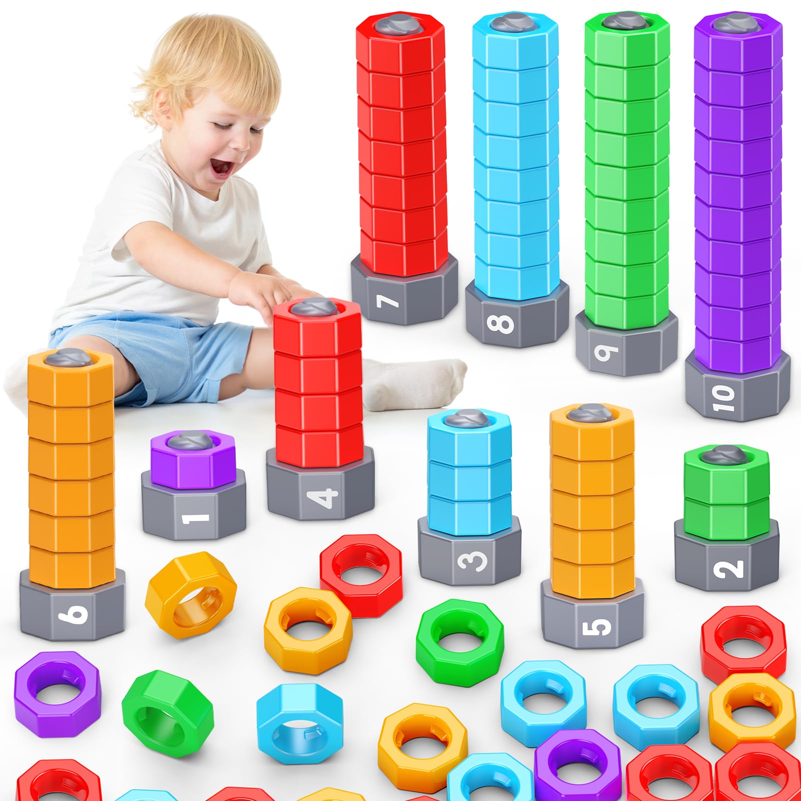 Jumbo Montessori Nuts & Bolts Counting Set