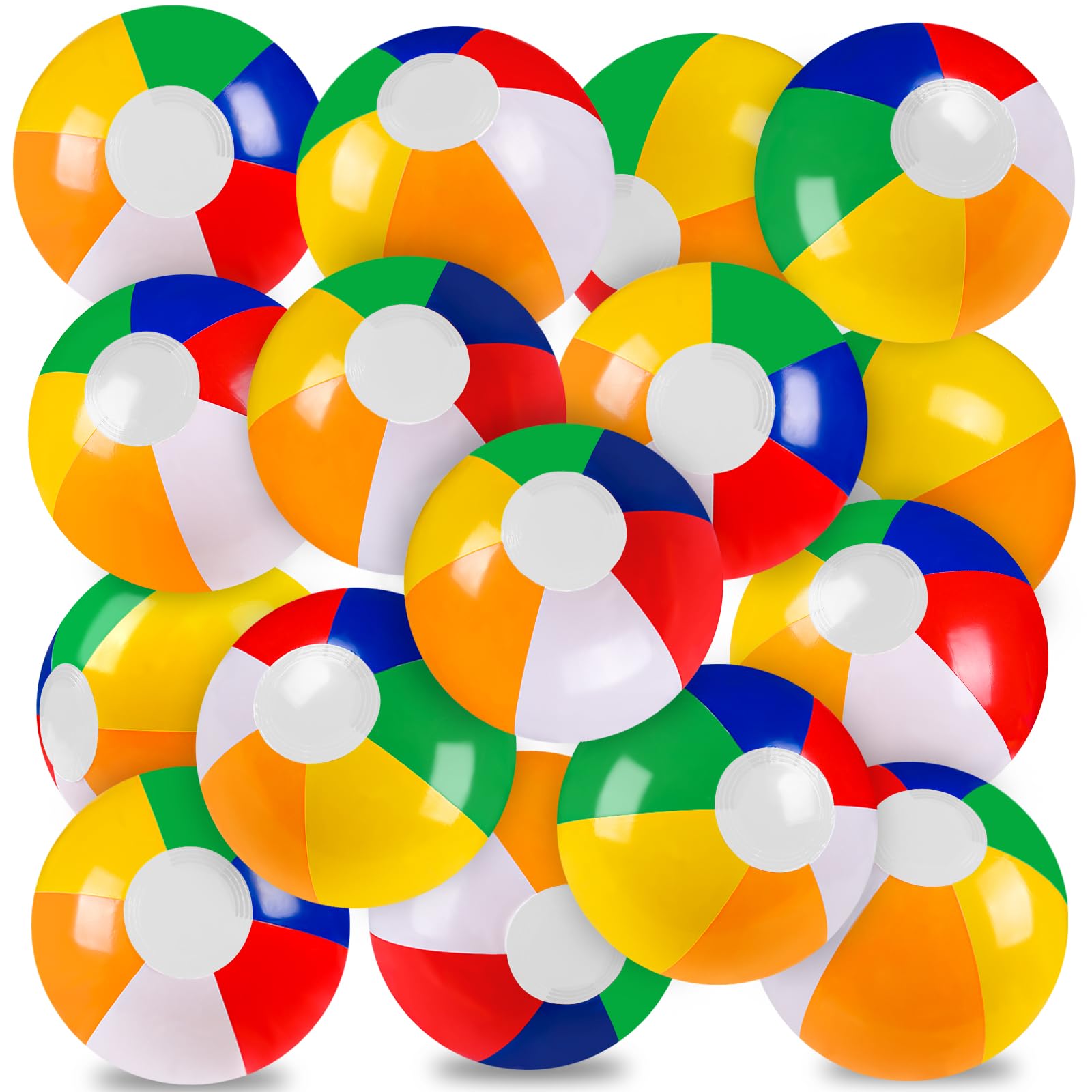 Vellibring 16-Pack 12" Inflatable Rainbow Beach Balls