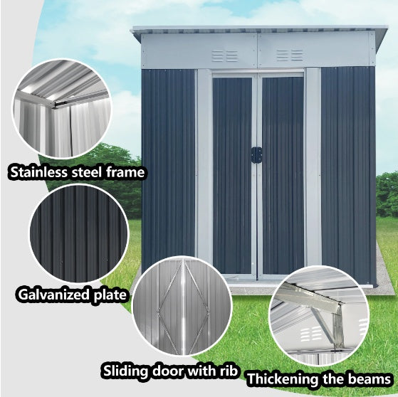 Professional 5x3ft Small Gardening Tool House & Outdoor Metal Shed