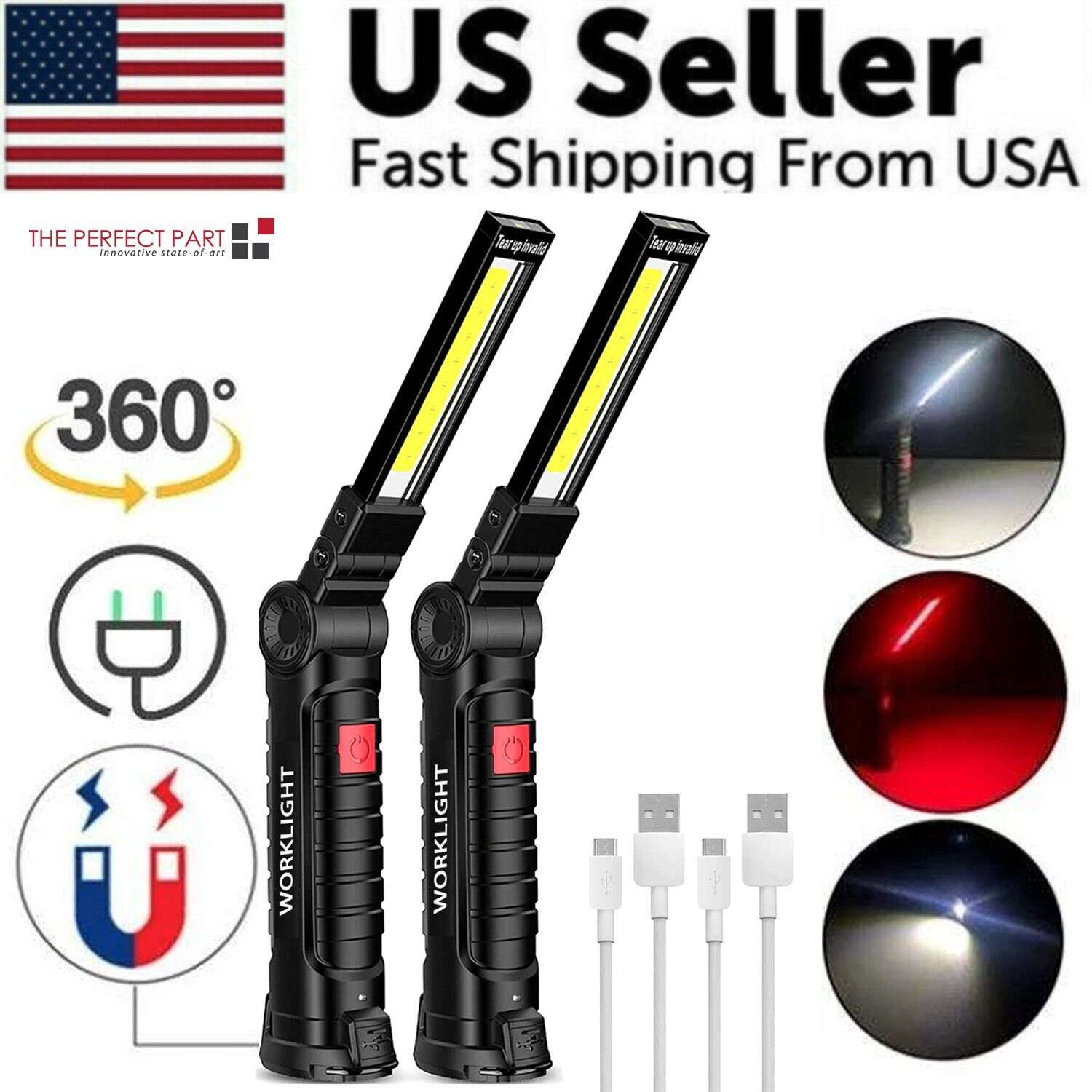 Professional Magnetic 360° Rechargeable LED COB Work Light Suite