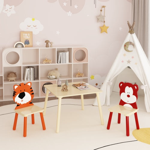 Premium Solid Wood Children's Learning Table & 2 Chair Set