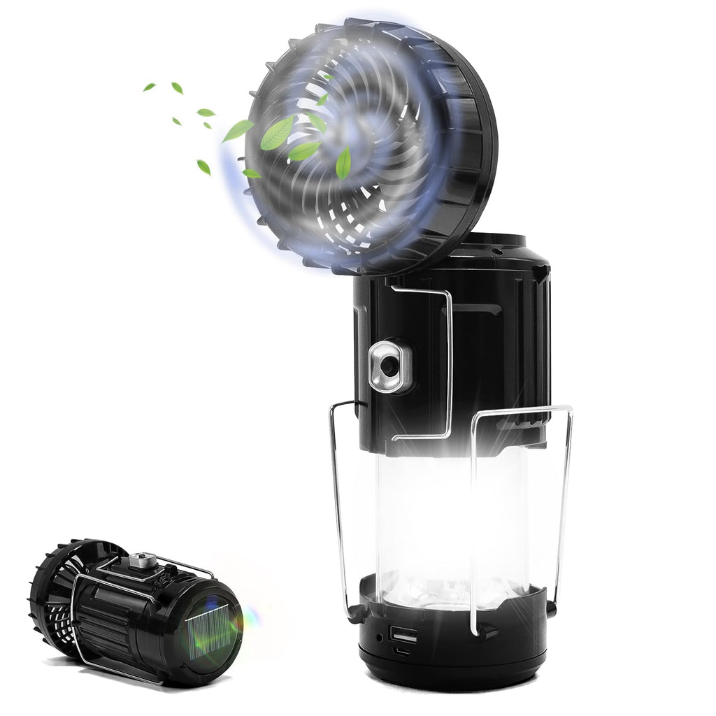 Professional Solar Powered Collapsible Fan & Emergency Lantern Suite