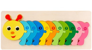 Color Coded Wooden Animal Number Puzzle