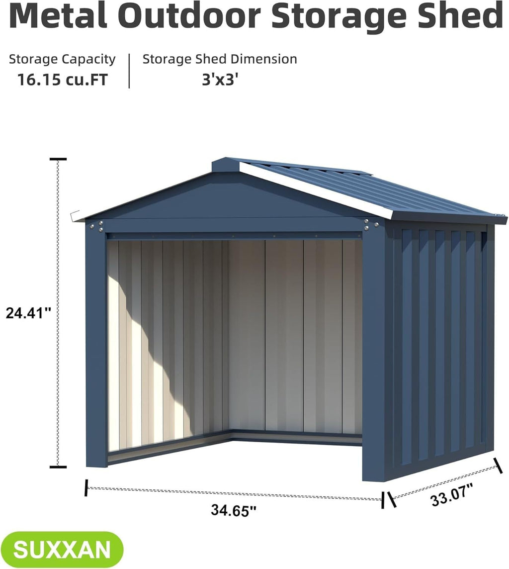 Professional 3ft x 3ft Galvanized Steel Outdoor Utility Storage Suite