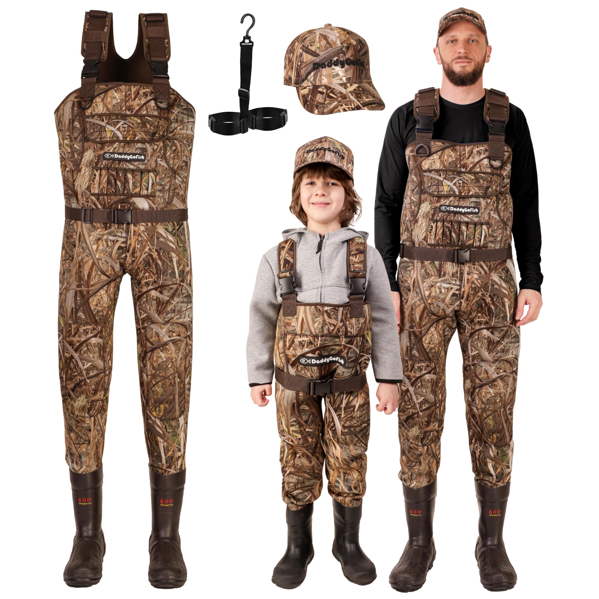 DaddyGoFish Matching Neoprene Chest Waders with Boots & Cap
