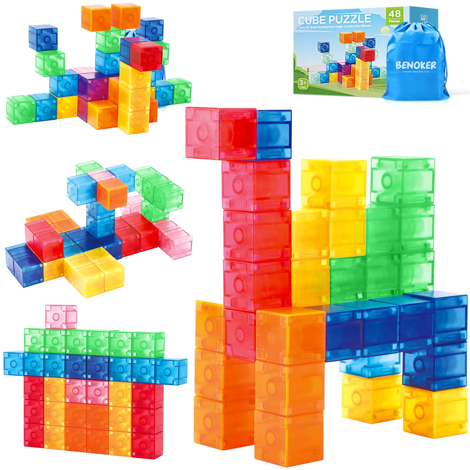 Premium Transparent Magnetic 3D Building Blocks Set