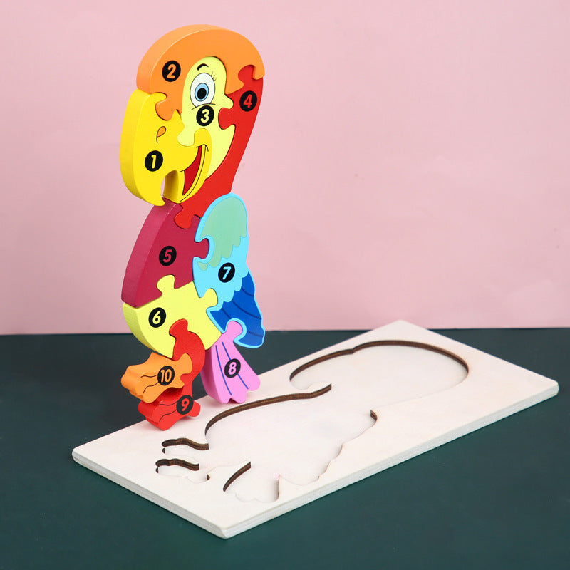 Color Coded Wooden Animal Number Puzzle