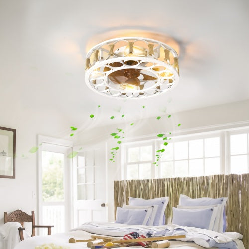 Professional Modern Caged Ceiling Fan with 6-Speed Remote & LED Light Suite