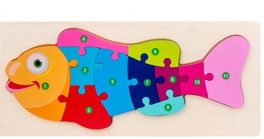 Color Coded Wooden Animal Number Puzzle