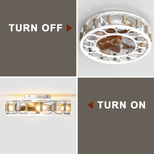 Professional Modern Caged Ceiling Fan with 6-Speed Remote & LED Light Suite