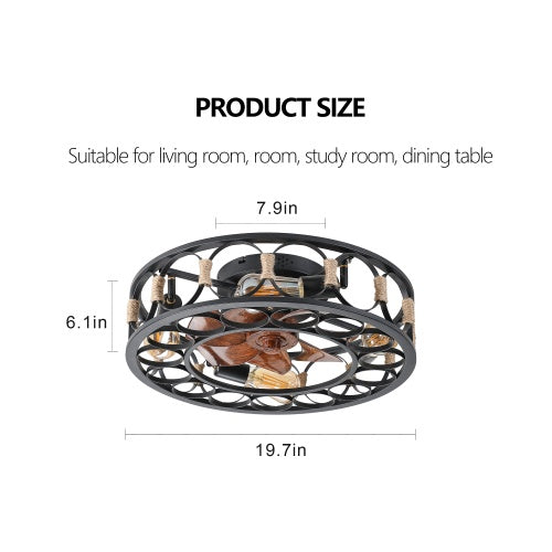 Professional Modern Caged Ceiling Fan with 6-Speed Remote & LED Light Suite