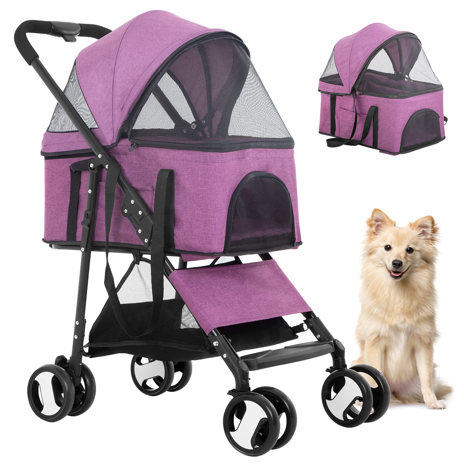 BestPet Premium 3-in-1 Multifunction Pet Stroller & Detachable Carrier